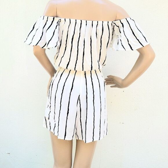 H&M Divded White & Blue Stripped Romper - Picture 4 of 5